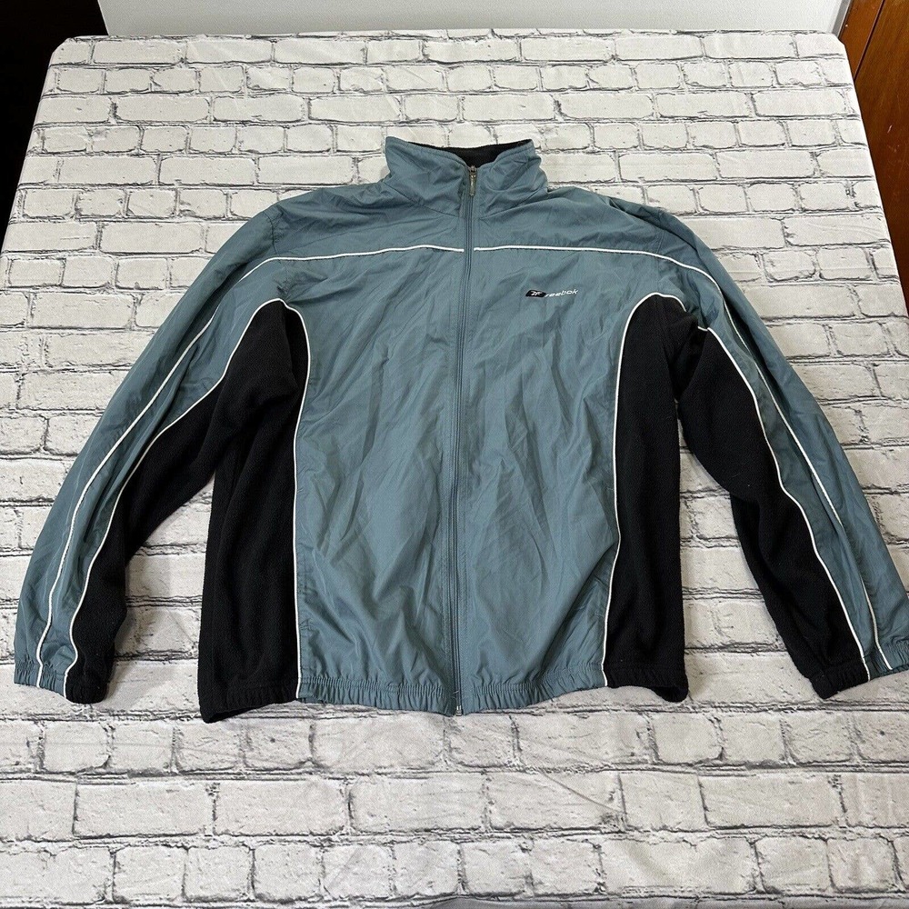 Reebok Windbreaker Jacket Mens XL Zip Warm Up Track Logo 90s Retro Vintage